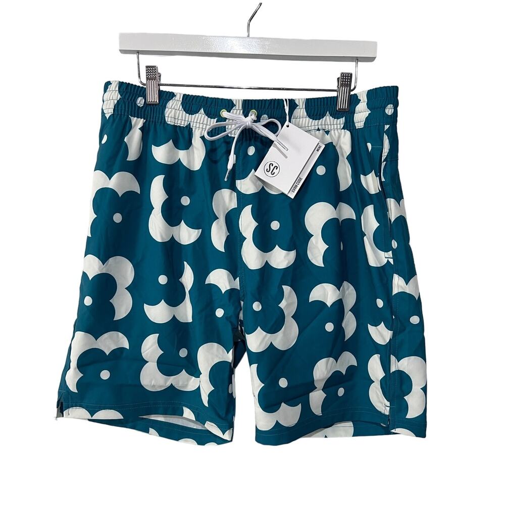 Sovereign SVRN Code Mens Size Large Lined Swim Trunks Floral Green White NEW!